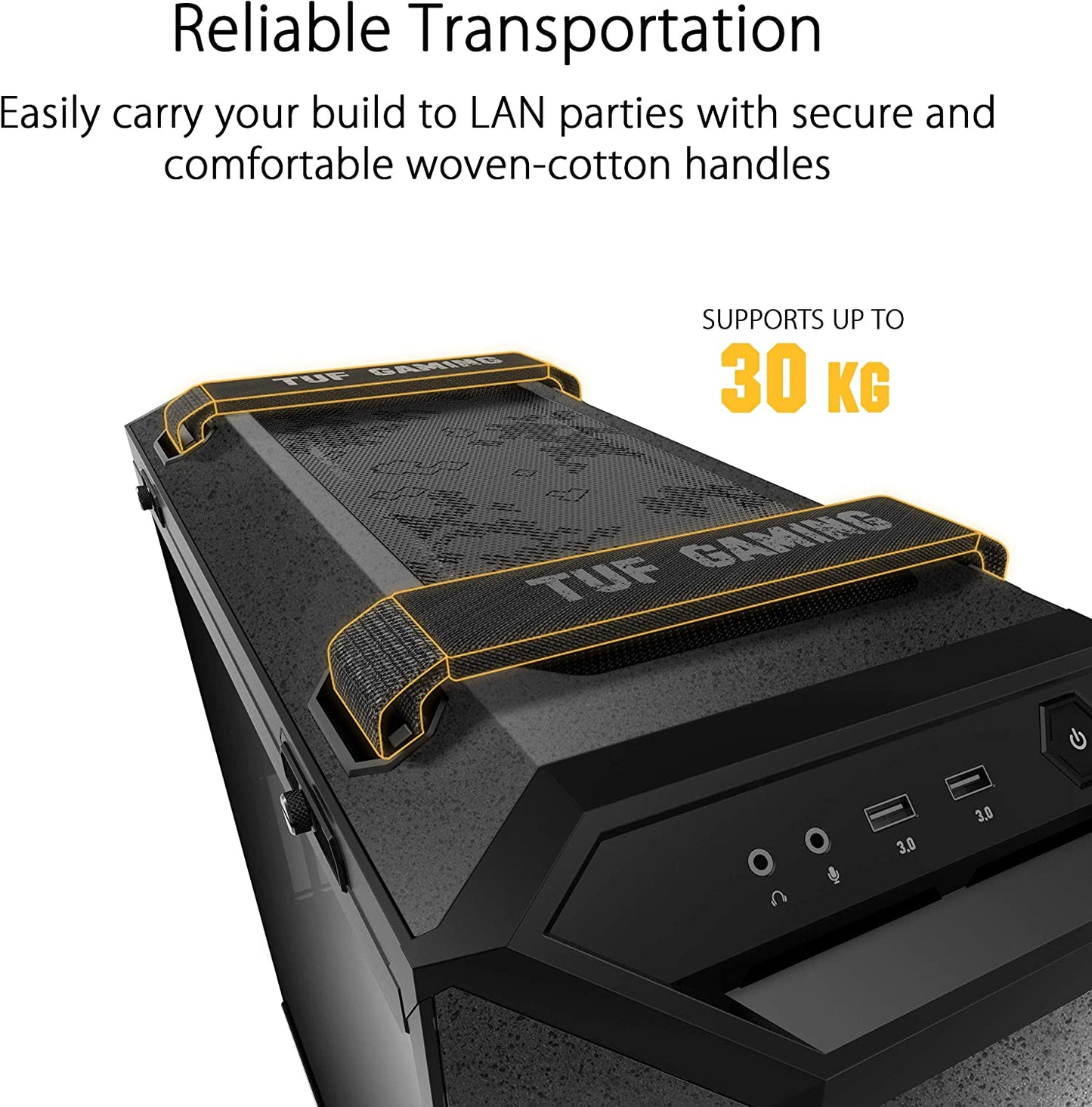 TUF Gaming GT501 Mid-Tower PC Case for up to EATX Motherboards with USB 3.0 Front Panel, Smoked Tempered Glass, Steel Construction, and Four Case Fans