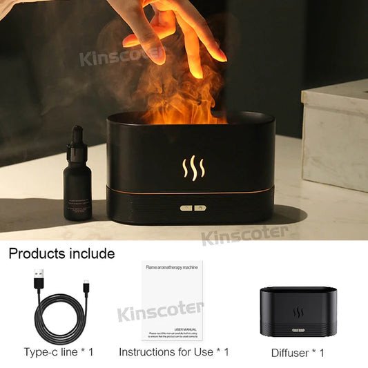 KINSCOTER Ultrasonic Aroma Diffuser and Air Humidifier with LED Flame Lamp Function