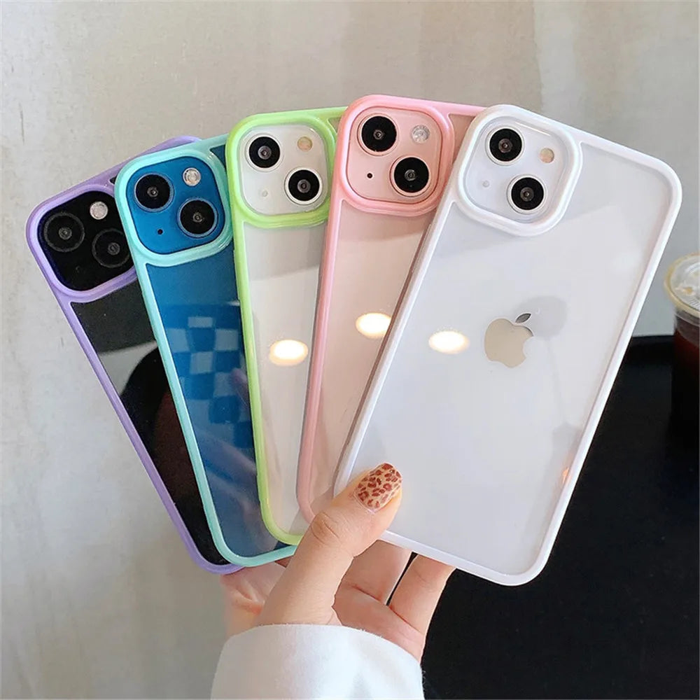 Candy Shockproof Silicone Bumper Phone Case for Iphone 17 16 15 14 11 12 13 Pro Max XS XR plus Transparent Protection Back Cover