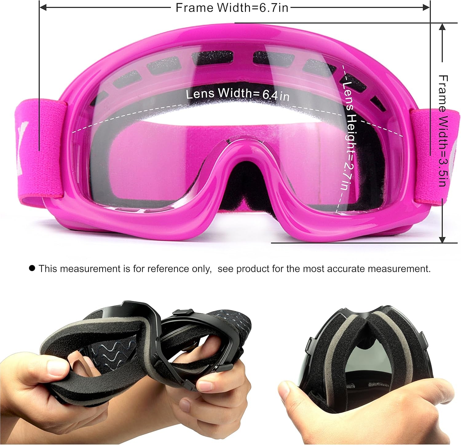 YH15 Anti-Fog Impact-Resistant Kids Youth ATV Off-Road Dirt Bike Motocross Goggles for Boys & Girls (Pink, One_Size)