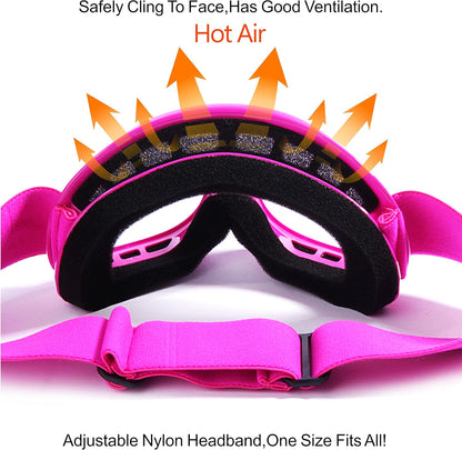 YH15 Anti-Fog Impact-Resistant Kids Youth ATV Off-Road Dirt Bike Motocross Goggles for Boys & Girls (Pink, One_Size)